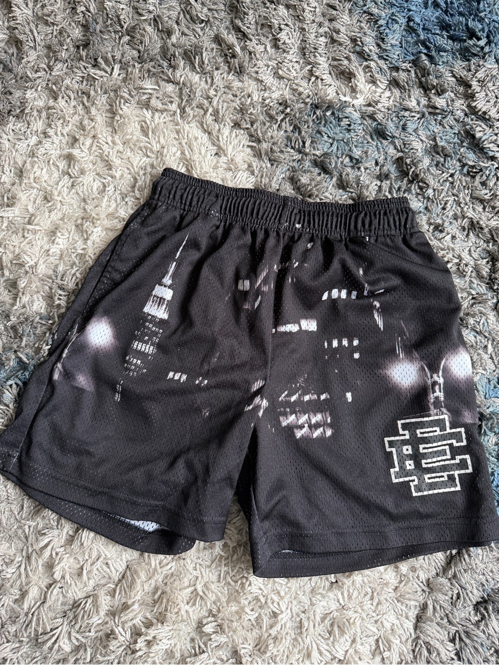 Eric Emanuel Black Athletic Shorts with City Graphic